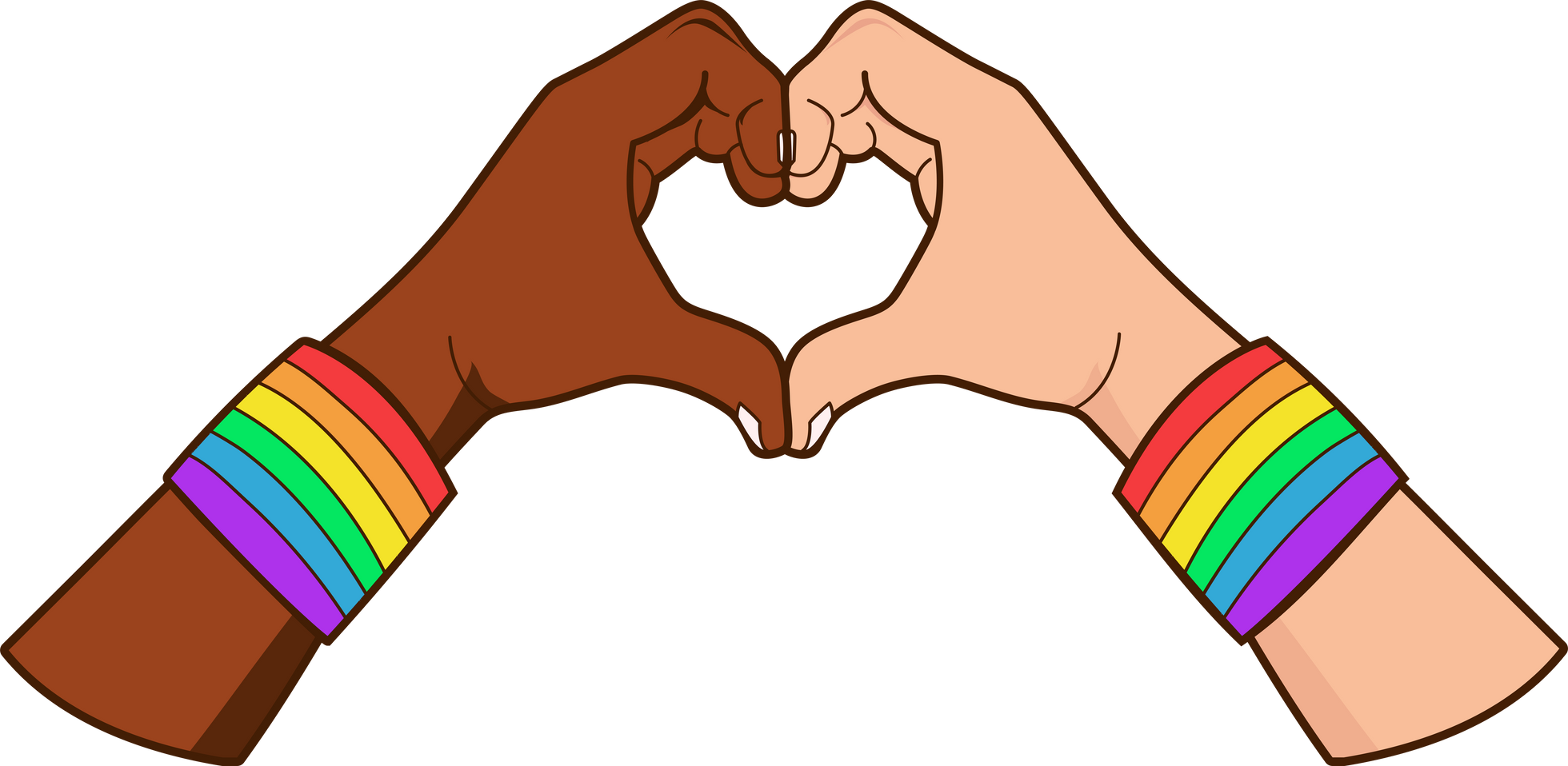 Hand Heart with LGBT Wristbands