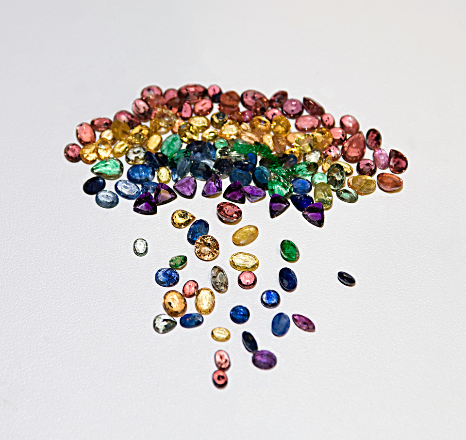 Rainbow of small semi-precious gem stones